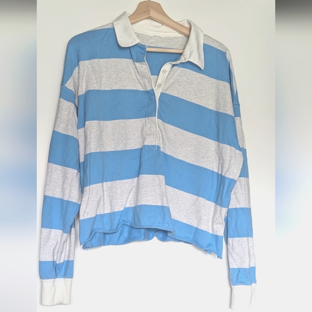 Aerie Sporty Prep Rugby Cropped Polo